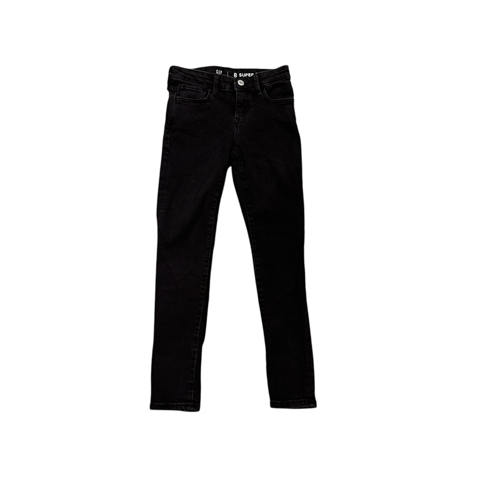Gap Kids Girls Super Skinny Black Denim Jeans Adjustable Waist Size 8